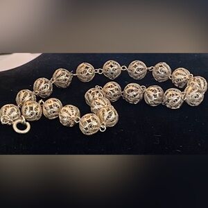 Vintage Gold Filigree Anklet XL